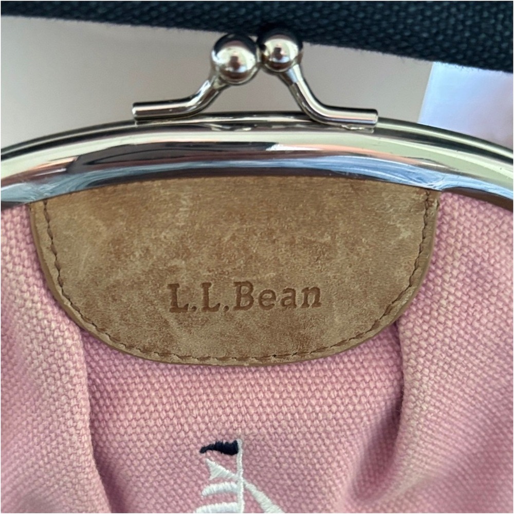 LL Bean Vintage Pink Canvas Sailboat Tote & Kiss Lock Coin Purse Set Nautical - Picture 6 of 10
